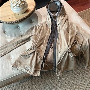 Marrakech Khaki Utility Jacket W/ Detachable Hoodie Lining Size Medium